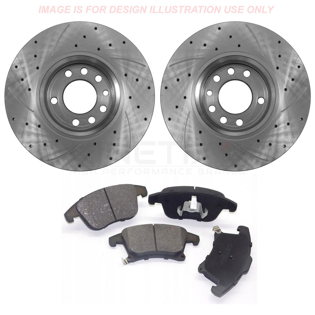FOR FORD MONDEO 1.5/1.6/2.0 (2014-) FRONT DRILLED GROOVED BRAKE DISCS PADS 300mm