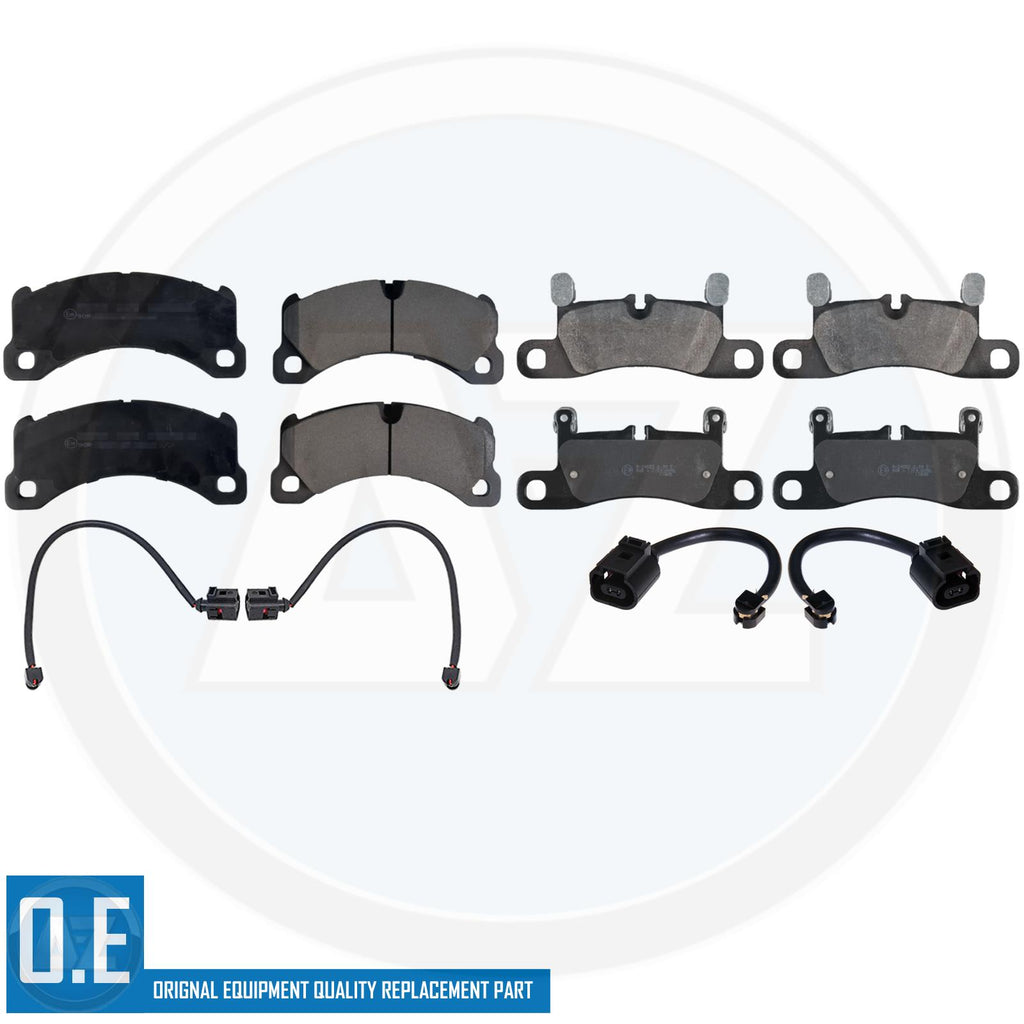 FOR PORSCHE CAYENNE 2010- FRONT REAR OEM QUALITY BRAKE PADS SET & WIRE SENSORS