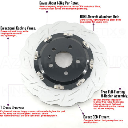 FOR AUDI RS6 C7 (2013-2018) TWO PIECE FLOATING FRONT REAR PERFORMANCE BRAKE DISCS BREMBO PADS & WEAR WIRE SENSOR LEADS 390mm X 36mm / 356mm X 22mm 4G0615301AH | 4G0615301E | 4G0615601 | 4G0615301 | 4G0615601E