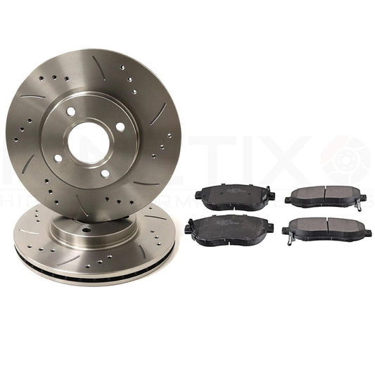 FOR TOYOTA CHASER (JZX100) DRILLED GROOVED FRONT BRAKE DISCS PADS 296mm X 32mm