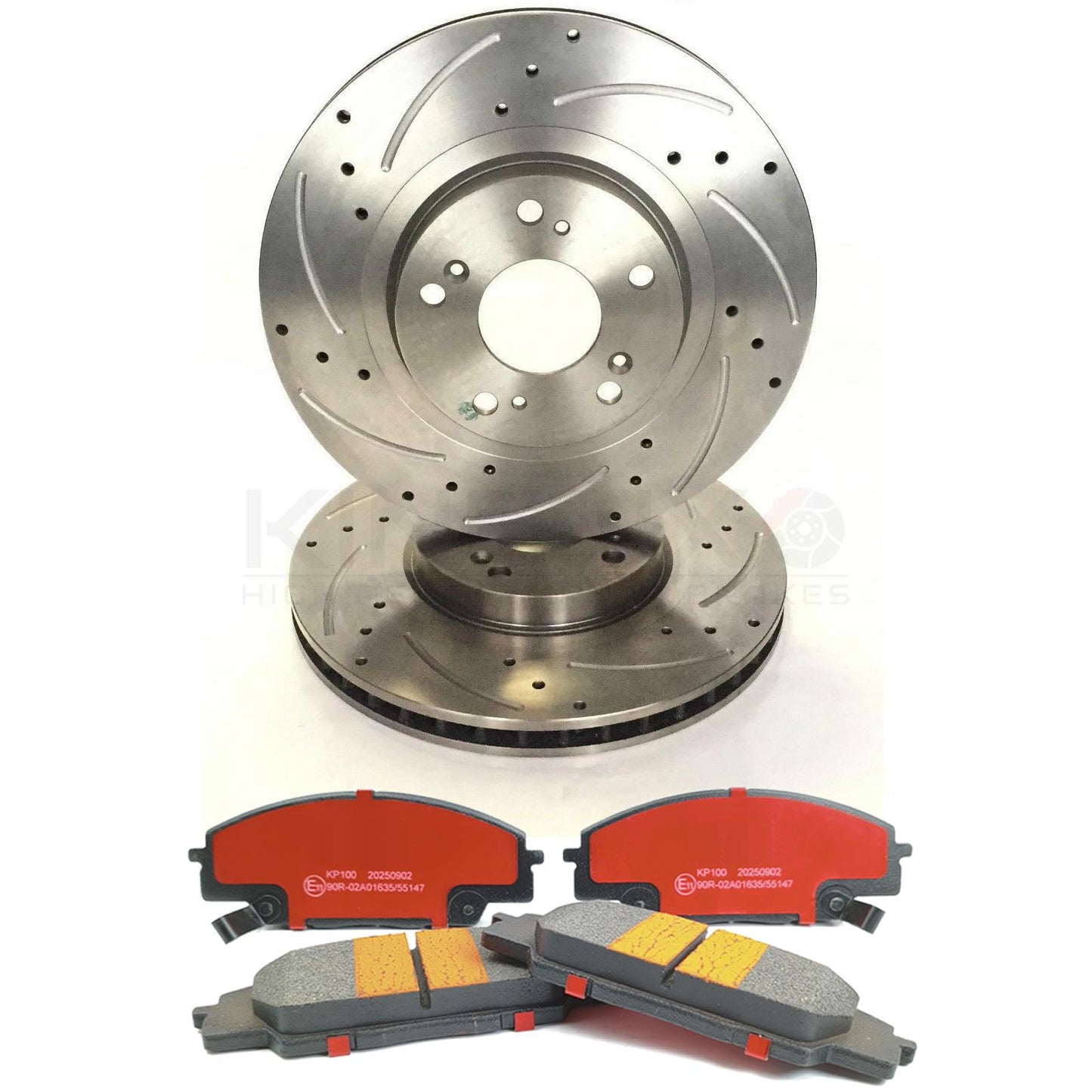 FOR HONDA CIVIC EP3 TYPE-R 01-05 DRILLED GROOVED FRONT BRAKE DISCS PADS 300mm