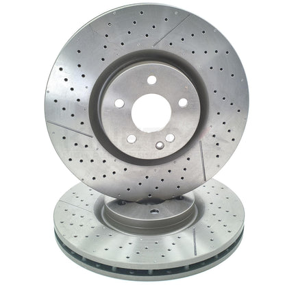 FOR MERCEDES A45 CLA45 GLA45 AMG DRILLED FRONT BRAKE DISCS PAIR 350mm