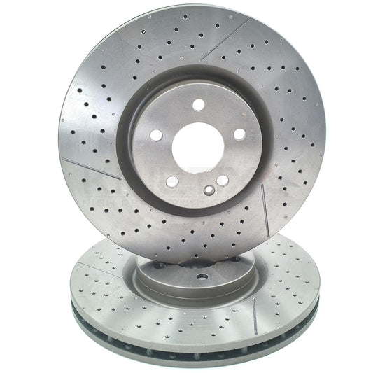 FOR MERCEDES A45 CLA45 GLA45 AMG DRILLED FRONT BRAKE DISCS PAIR 350mm