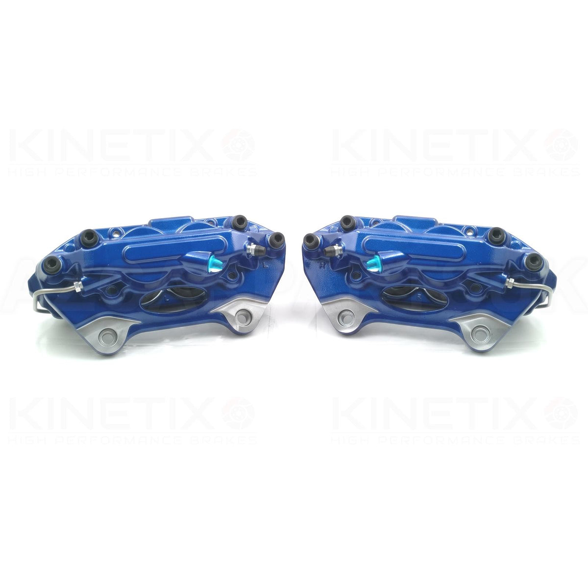 FOR AUDI S3 SQ2 VW GOLF R GTi R32 T-ROC R SEAT LEON CUPRA ATECA KINETIX PORSCHE MACAN 95B 4 POT 4 PISTON FRONT BIG BRAKE KIT UPGRADE 345mm X 30mm (BRAKE DISCS PADS FITTING KIT) BLUE