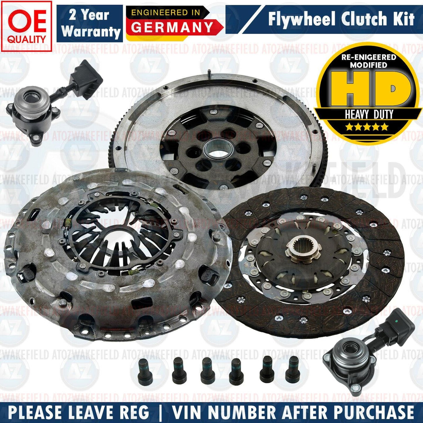 FOR CITROEN PEUGEOT 1.6 HDI CLUTCH FLYWHEEL CYLINDER 4 PIECE CONVERSION KIT