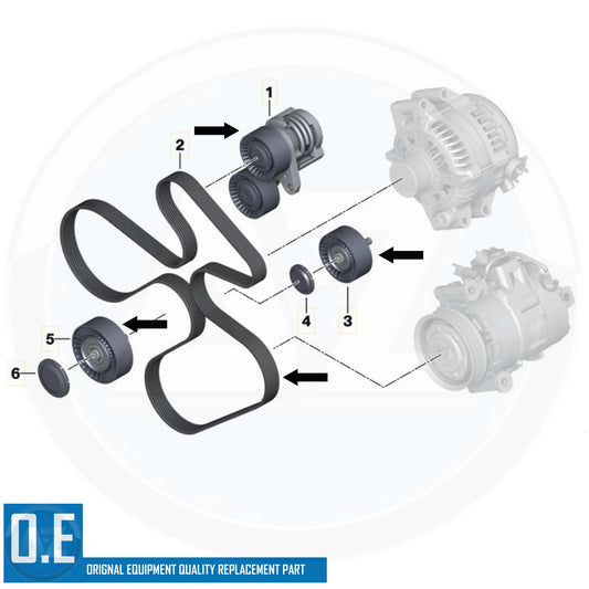 FOR BMW 335i N54 E90 E91 E92 E93 SERPENTINE DRIVE BELT TENSIONER PULLEYS KIT