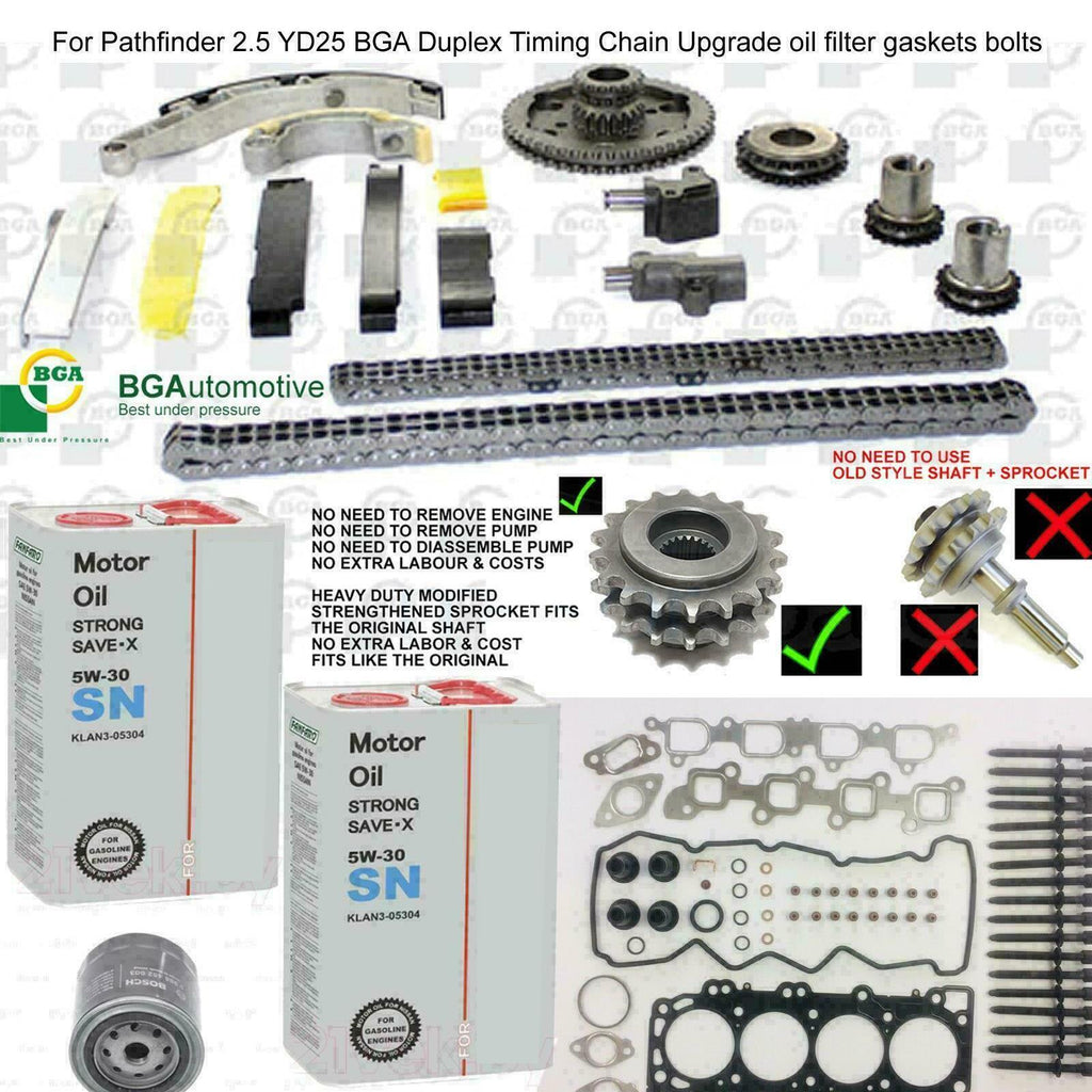 For Pathfinder 2.5 YD25 BGA Duplex Timing Chain Upgrade oil filter gaskets bolts