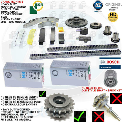 For Nissan 2.5 YD25DT YD25DTI Diesel BGA Duplex Timing Chain Upgrade oil filter