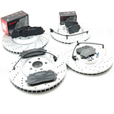 FOR AUDI Q7 Q8 E-TRON DRILLED FRONT REAR BRAKE DISCS BREMBO PADS 375mm 350mm