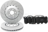 FOR AUDI RS6 RS7 13-18 FRONT DRILLED BRAKE DISCS APEC PADS WEAR SENSORS 390mm