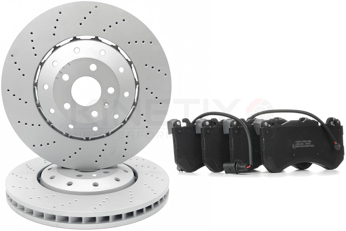 FOR AUDI RS7 2013-2018 FRONT DRILLED BRAKE DISCS APEC PADS WEAR SENSORS 390mm