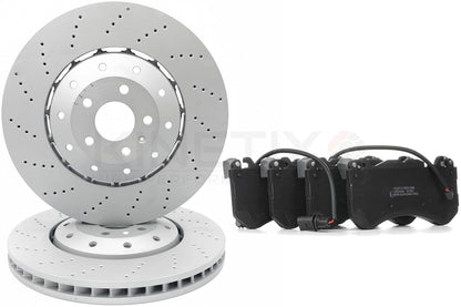 FOR AUDI RS7 2013-2018 FRONT DRILLED BRAKE DISCS APEC PADS WEAR SENSORS 390mm