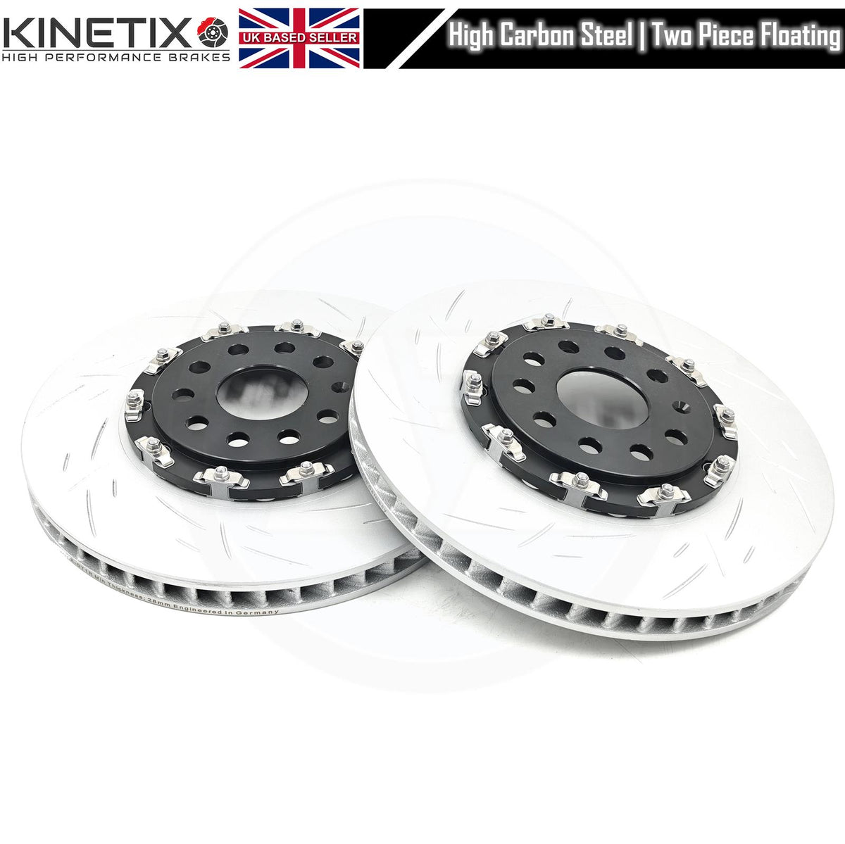 FOR VW GOLF GTI MK7 MK8 TWO PIECE FLOATING FRONT BRAKE DISCS CERAMIC PADS 340mm