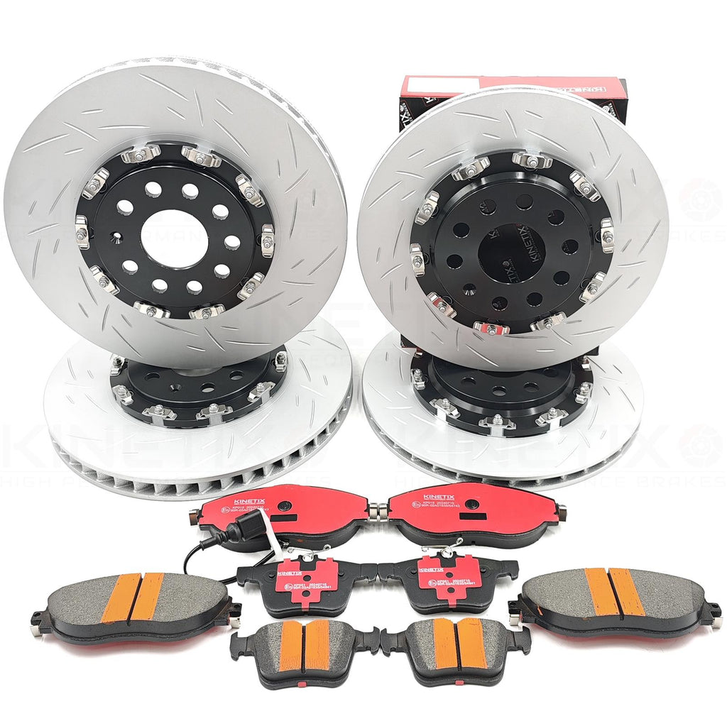 FOR AUDI S3 8V FRONT REAR 2 PIECE FLOATING BRAKE DISCS KINETIX CERAMIC PADS