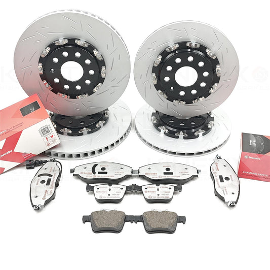 FOR VW GOLF R MK7 FRONT REAR TWO PIECE FLOATING BRAKE DISCS BREMBO PADS 340/310