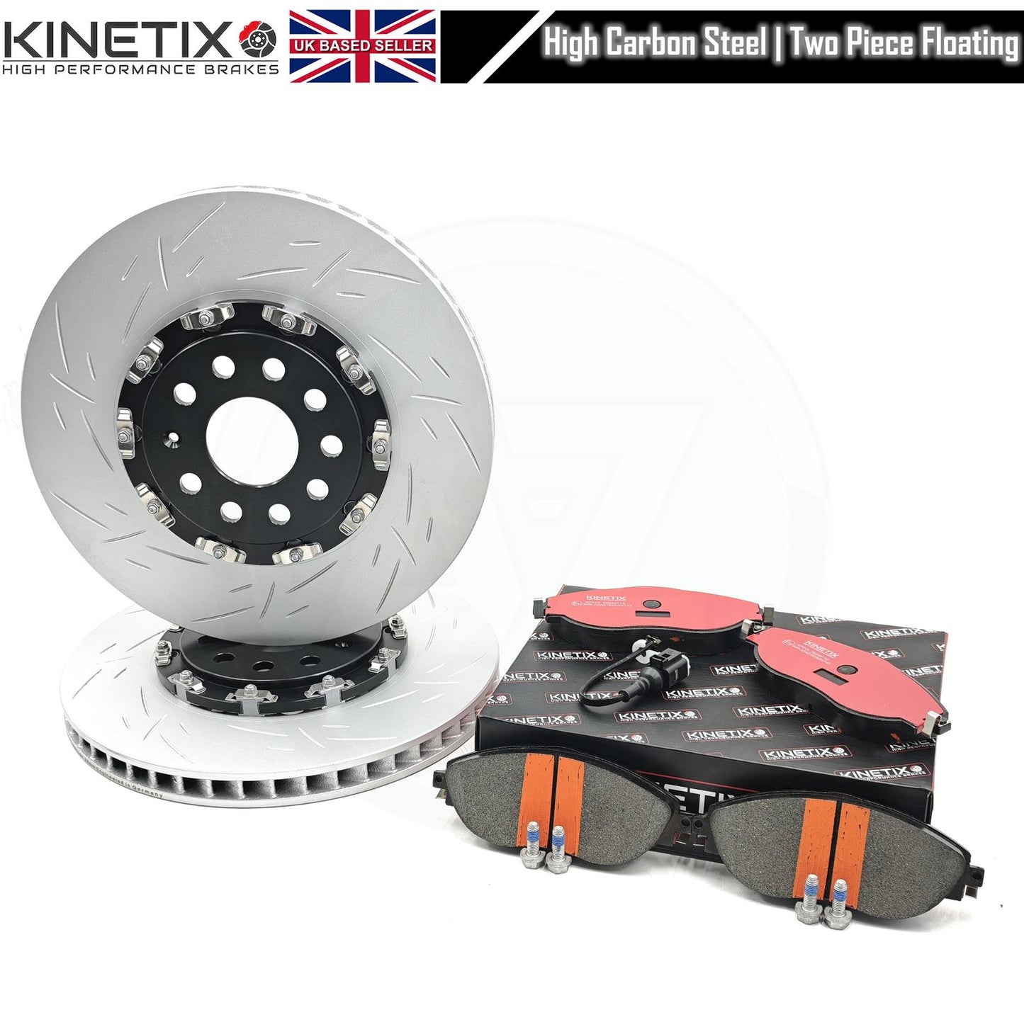 FOR VW GOLF R MK7/7.5 T-ROC R TWO PIECE FLOATING FRONT BRAKE DISCS CERAMIC PADS