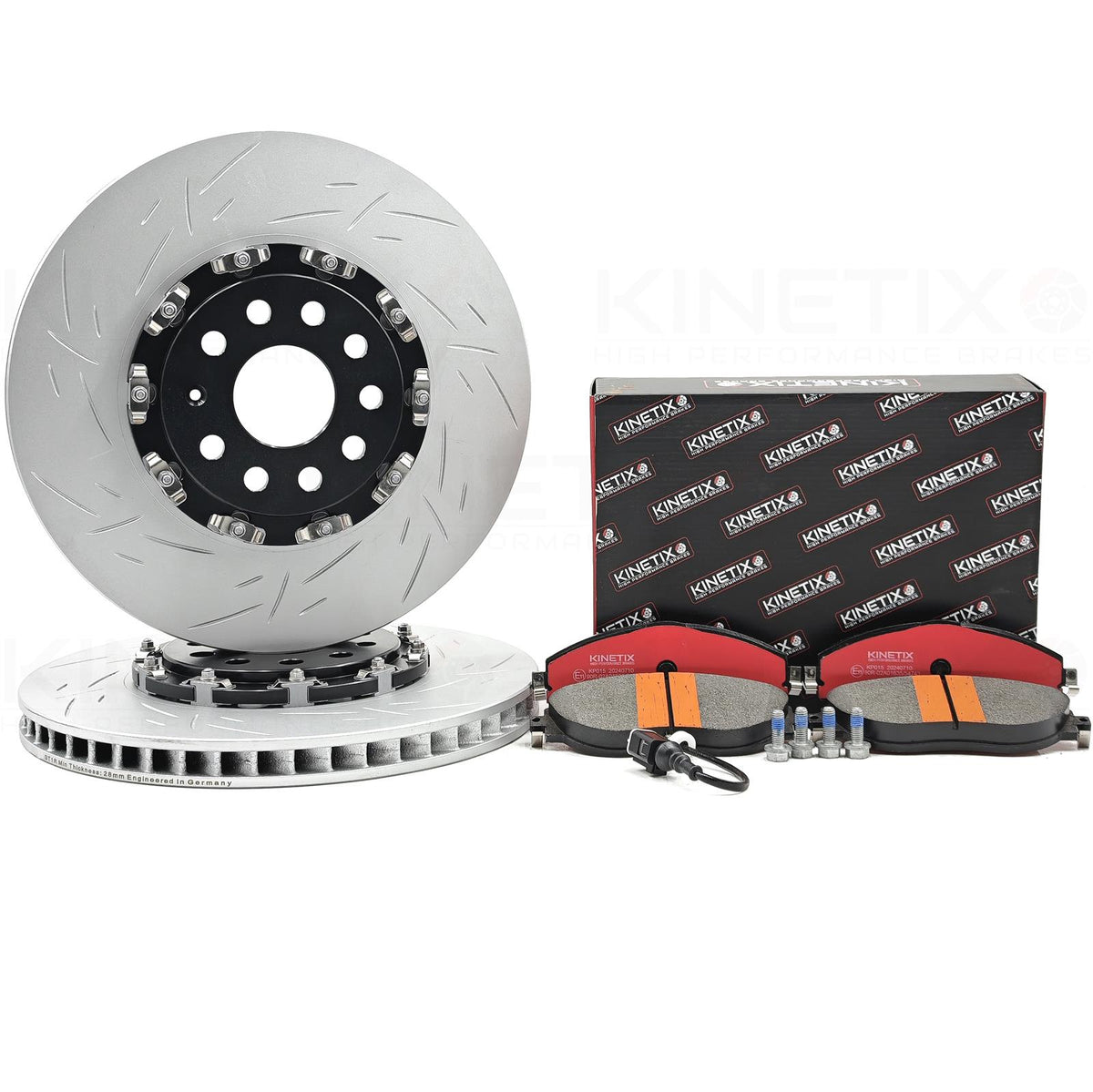 FOR VW GOLF GTI MK7 MK8 TWO PIECE FLOATING FRONT BRAKE DISCS CERAMIC PADS 340mm