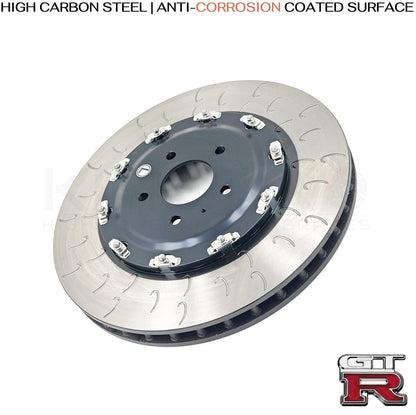 FOR NISSAN GTR GT-R R35 FRONT TWO PIECE FLOATING GROOVED BRAKE DISCS PAIR 380mm