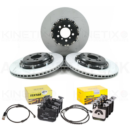 FOR BMW M4 F82 F83 Competition FRONT REAR TWO PIECE FLOATING BRAKE DISCS TEXTAR PADS & WEAR WIRE SENSOR LEADS 380mm 370mm