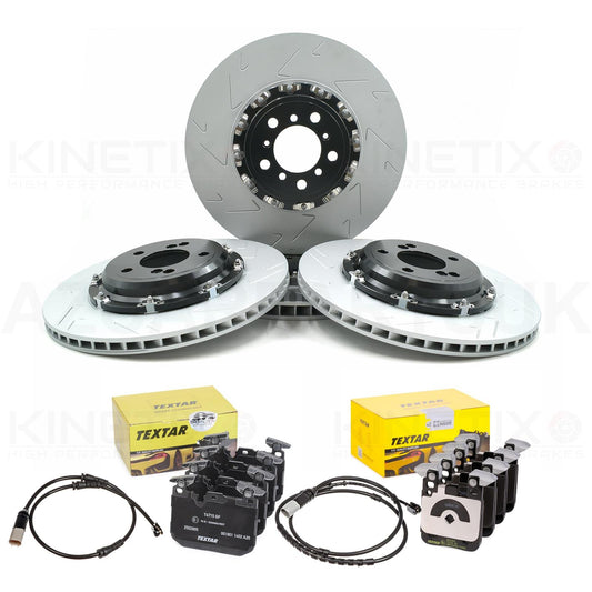 FOR BMW M2 F87 Competition FRONT REAR TWO PIECE FLOATING BRAKE DISCS TEXTAR PADS & WEAR WIRE SENSOR LEADS 380mm 370mm