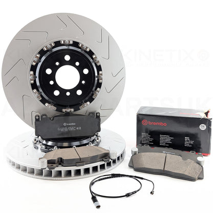 FOR BMW M5 M6 COMPETITION GROOVED TWO PIECE FLOATING FRONT BRAKE DISCS BREMBO PADS & WEAR SENSOR WIRE LEAD 400mm