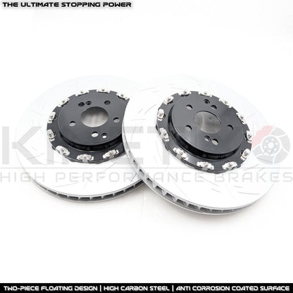 FOR MERCEDES AMG GT TWO PIECE FLOATING GROOVED PERFORMANCE FRONT BRAKE DISCS PAIR 390mm X 36mm (FITS MODELS WITH NON CARBON CERAMIC BRAKES OPTION)