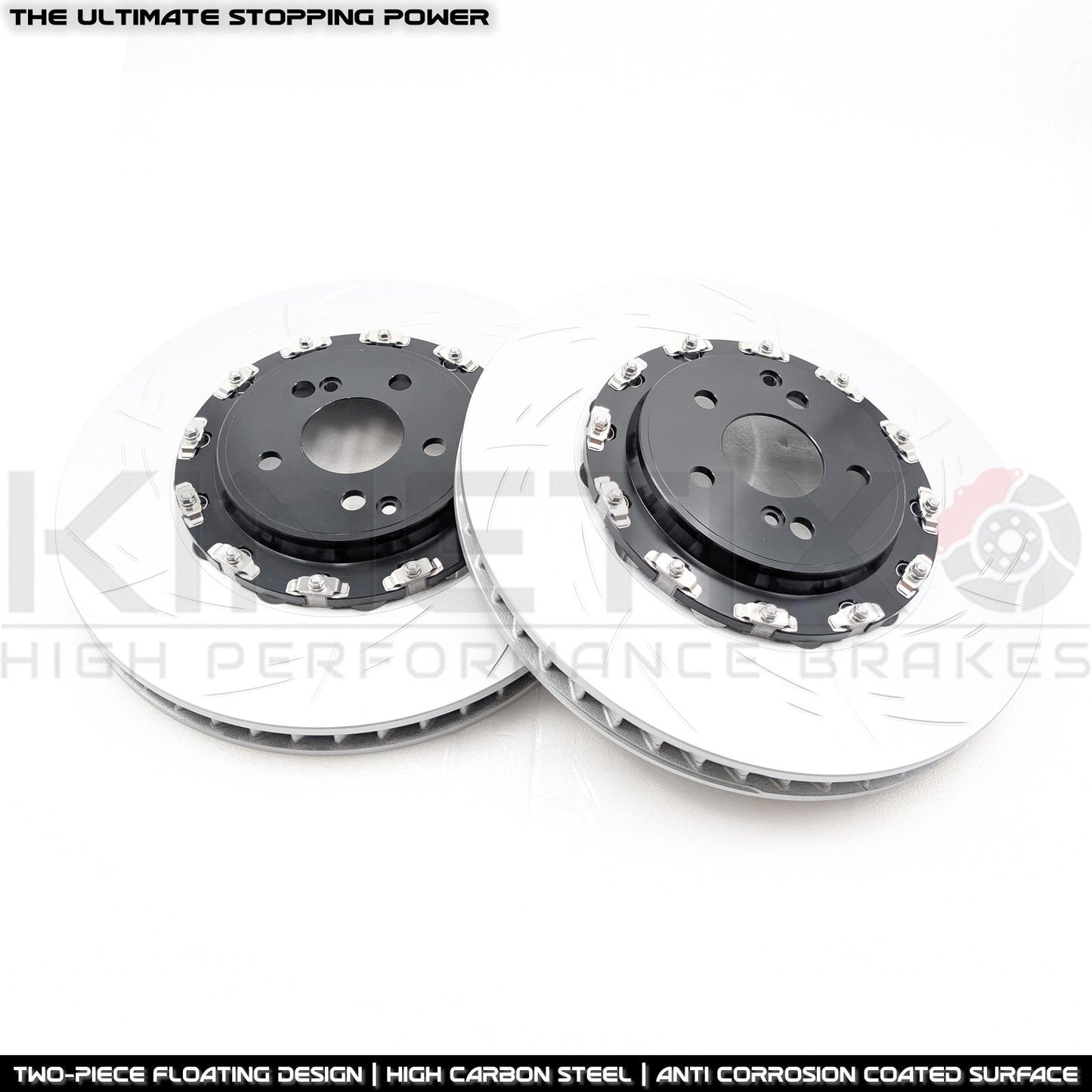 FOR MERCEDES SLS AMG SL55 SL63 SL65 AMG TWO PIECE FLOATING GROOVED PERFORMANCE FRONT BRAKE DISCS PAIR 390mm X 36mm (FITS MODELS WITH NON CARBON CERAMIC BRAKES OPTION)