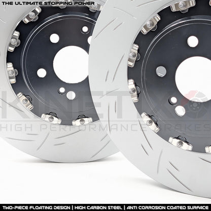 FOR MERCEDES C63 AMG 2014- TWO PIECE FLOATING GROOVED PERFORMANCE FRONT BRAKE DISCS PAIR 390mm X 36mm (FITS MODELS WITH NON CARBON CERAMIC BRAKES OPTION)