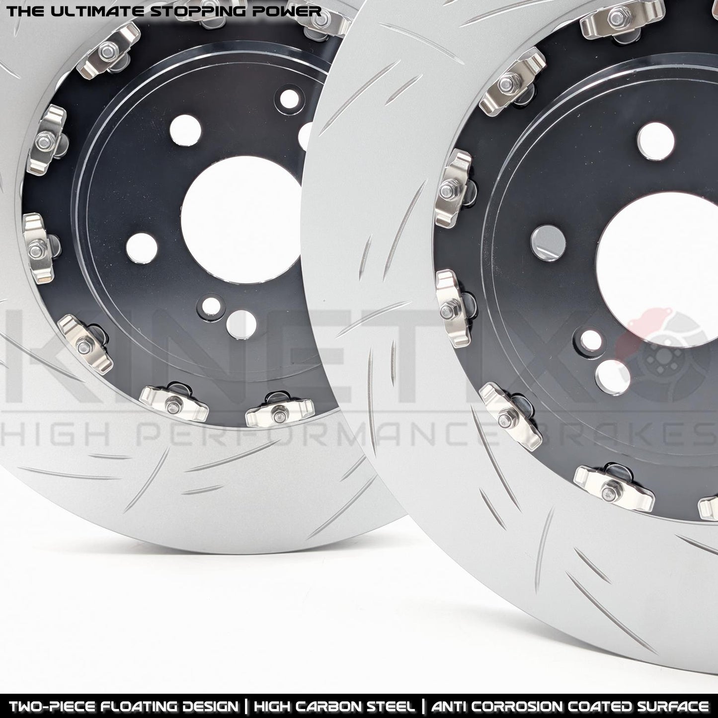 FOR MERCEDES AMG GT TWO PIECE FLOATING GROOVED PERFORMANCE FRONT BRAKE DISCS PAIR 390mm X 36mm (FITS MODELS WITH NON CARBON CERAMIC BRAKES OPTION)