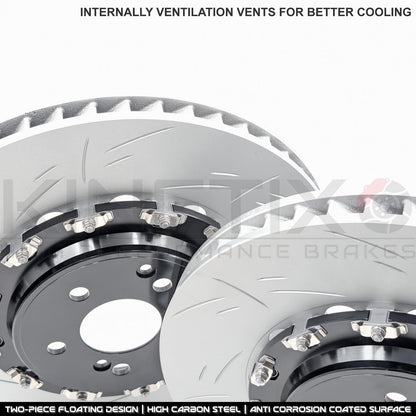 FOR MERCEDES C63 E63 S63 S65 C63 S E63 S AMG TWO PIECE FLOATING GROOVED FRONT BRAKE DISCS BREMBO PADS & WEAR WIRE SENSOR LEAD 390mm X 36mm