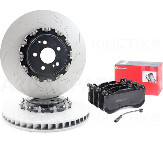 FOR MERCEDES AMG GT TWO PIECE FLOATING GROOVED FRONT BRAKE DISCS BREMBO PADS & WEAR WIRE SENSOR LEAD 390mm X 36mm