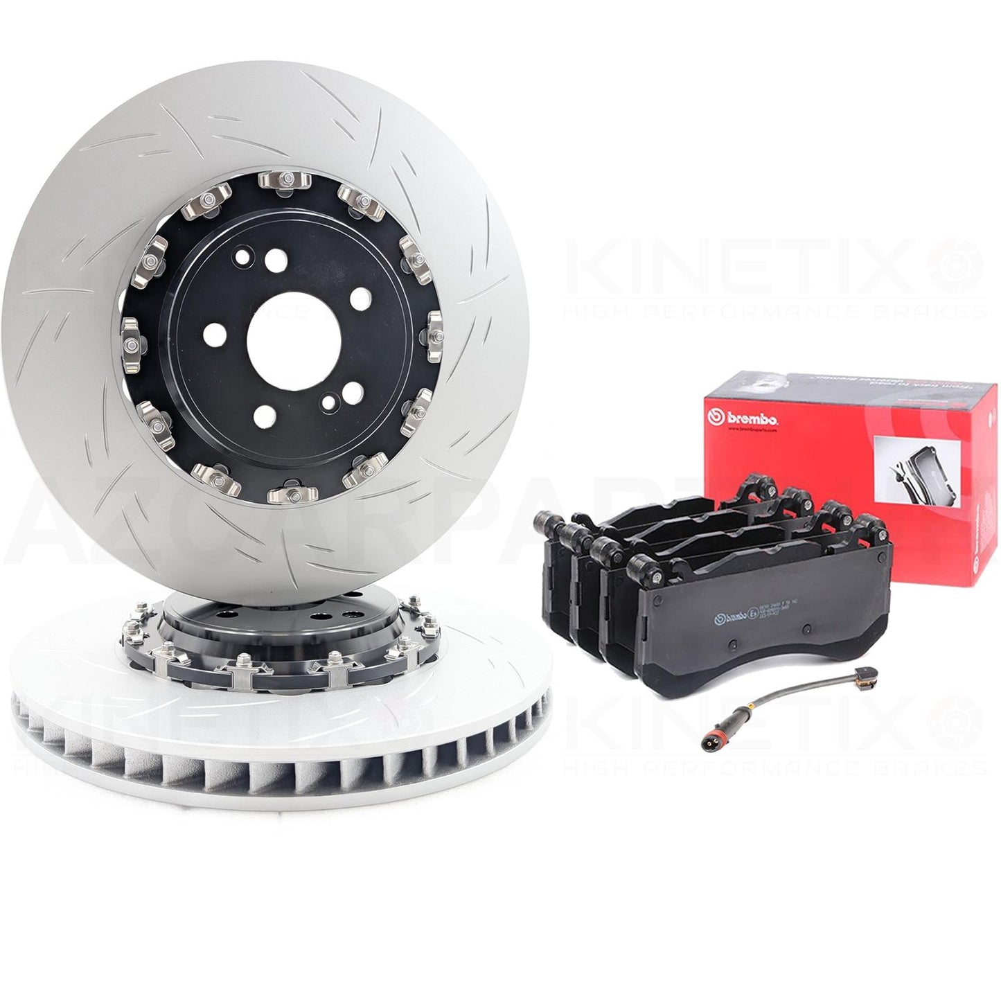 FOR MERCEDES C63 E63 S63 S65 C63 S E63 S AMG TWO PIECE FLOATING GROOVED FRONT BRAKE DISCS BREMBO PADS & WEAR WIRE SENSOR LEAD 390mm X 36mm