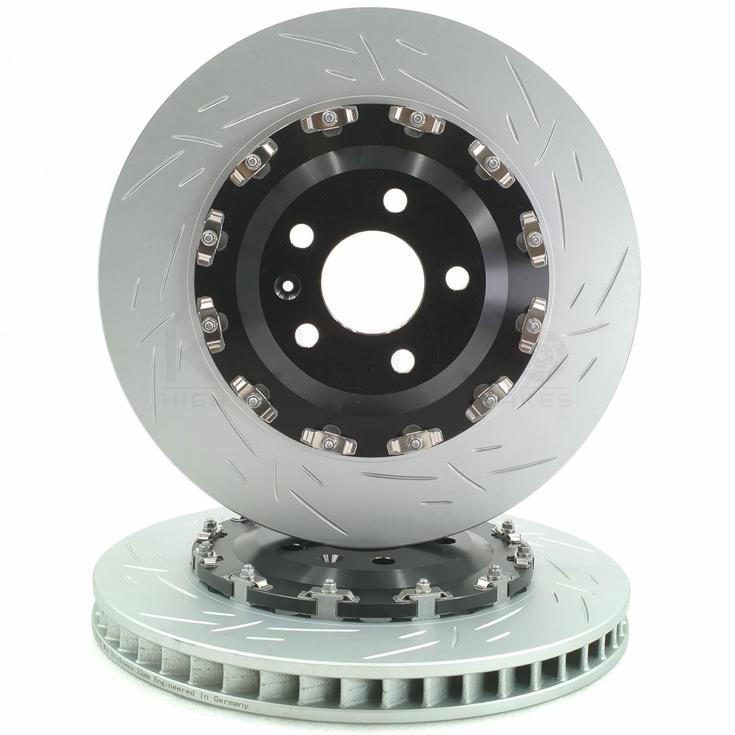 FOR AUDI RS4 R8 RS5 TWO PIECE FLOATING GROOVED FRONT BRAKE DISCS 365mm X 34mm