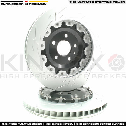 FOR AUDI RS4 R8 RS5 TWO PIECE FLOATING GROOVED FRONT BRAKE DISCS 365mm X 34mm