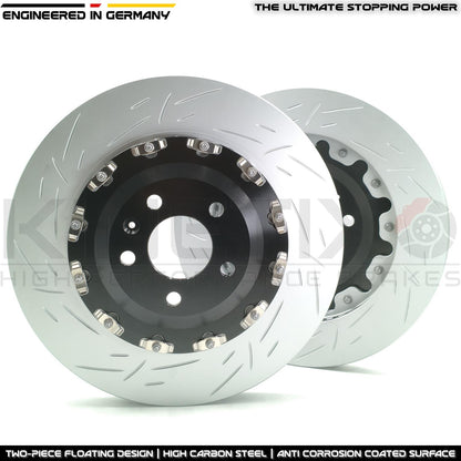 FOR AUDI RS4 R8 RS5 TWO PIECE FLOATING GROOVED FRONT BRAKE DISCS 365mm X 34mm