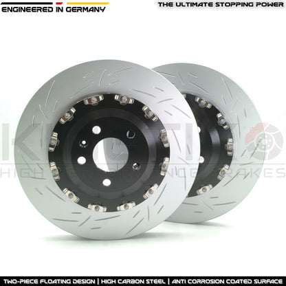 FOR AUDI RS4 R8 RS5 TWO PIECE FLOATING GROOVED FRONT BRAKE DISCS 365mm X 34mm