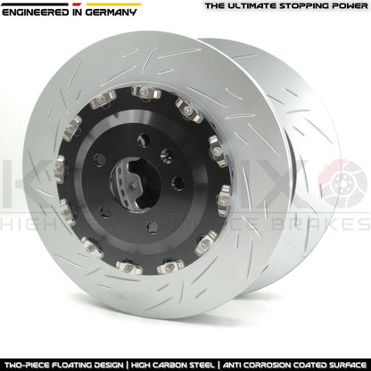 FOR AUDI RS4 R8 RS5 TWO PIECE FLOATING GROOVED FRONT BRAKE DISCS 365mm X 34mm
