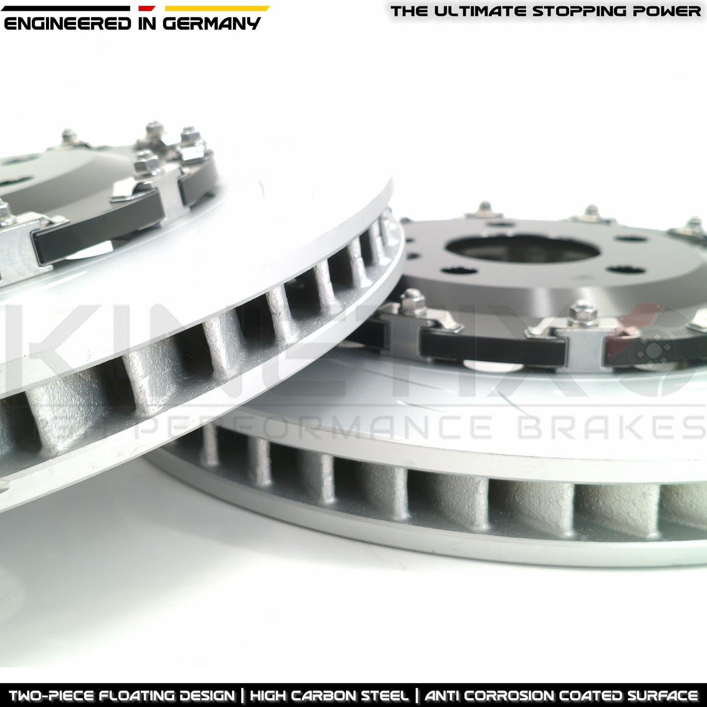 FOR AUDI RS4 R8 RS5 TWO PIECE FLOATING GROOVED FRONT BRAKE DISCS 365mm X 34mm