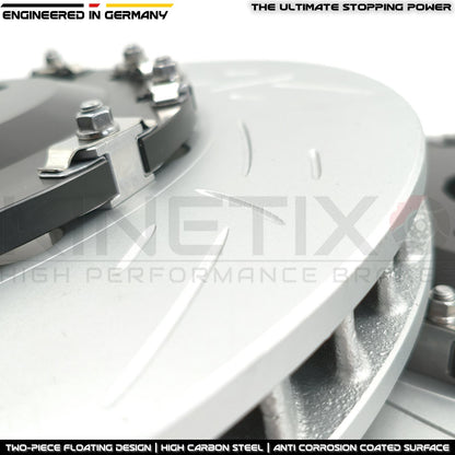 FOR AUDI RS4 R8 RS5 TWO PIECE FLOATING GROOVED FRONT BRAKE DISCS 365mm X 34mm