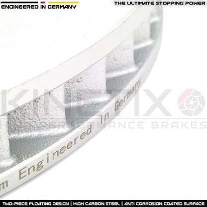 FOR AUDI RS4 R8 RS5 TWO PIECE FLOATING GROOVED FRONT BRAKE DISCS 365mm X 34mm