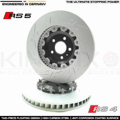 FOR AUDI RS4 RS5 B9 GROOVED FRONT 2 PIECE FLOATING BRAKE DISCS BREMBO PADS 375mm
