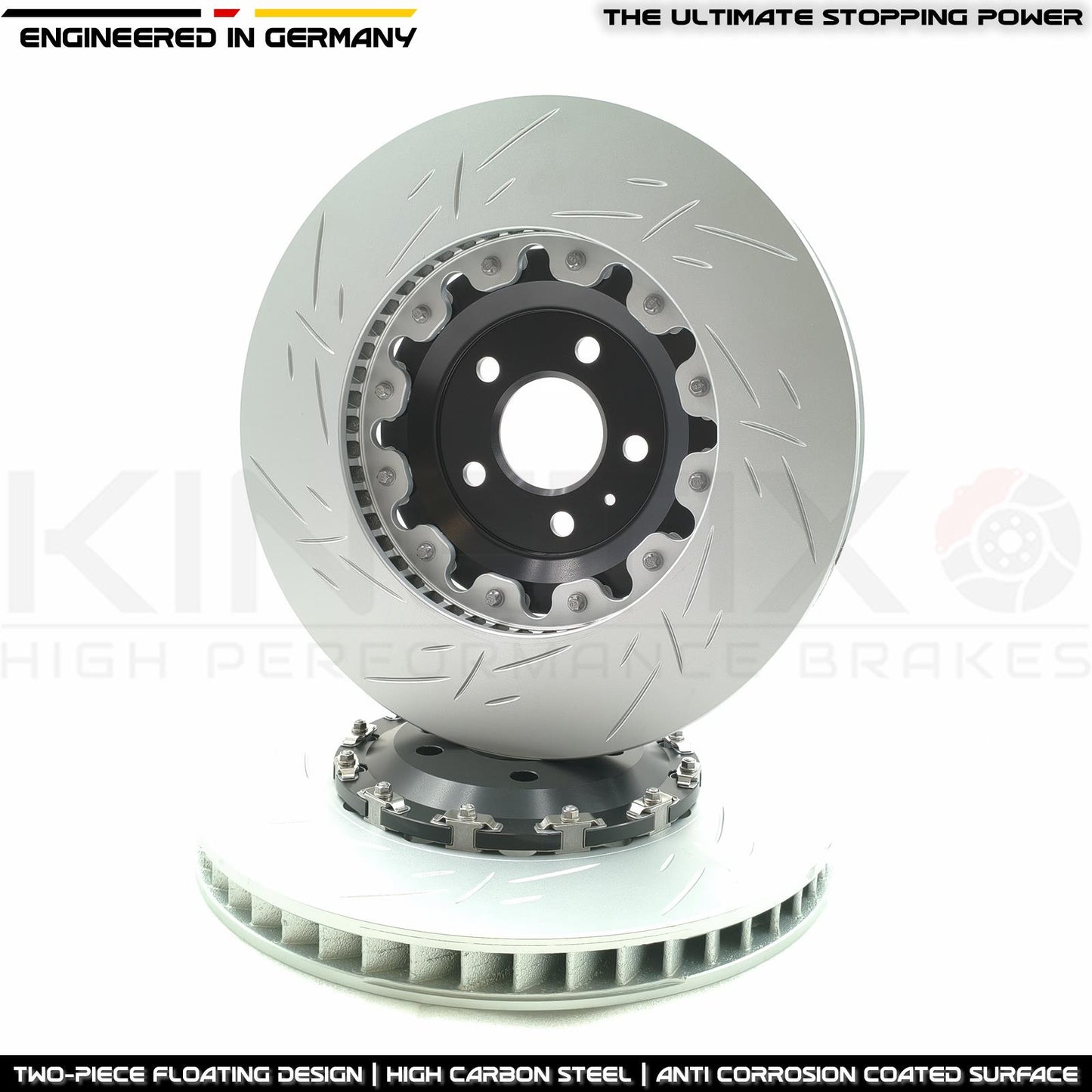 FOR AUDI Q7 Q8 SQ5 S4 S5 S6 S7 TWO-PIECE FLOATING FRONT BRAKE DISCS CERAMIC PADS