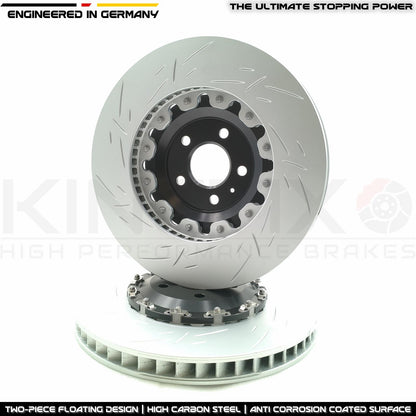 FOR AUDI RS4 RS5 B9 GROOVED FRONT 2 PIECE FLOATING BRAKE DISCS CERAMIC PADS