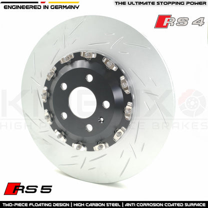 FOR AUDI RS4 RS5 B9 GROOVED FRONT 2 PIECE FLOATING BRAKE DISCS BREMBO PADS 375mm