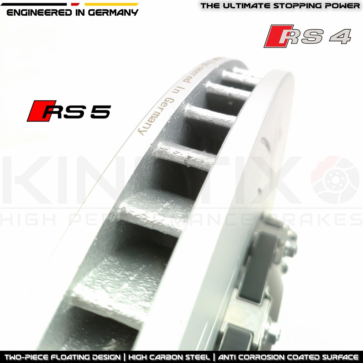 FOR AUDI RS4 RS5 B9 GROOVED FRONT 2 PIECE FLOATING BRAKE DISCS BREMBO PADS 375mm