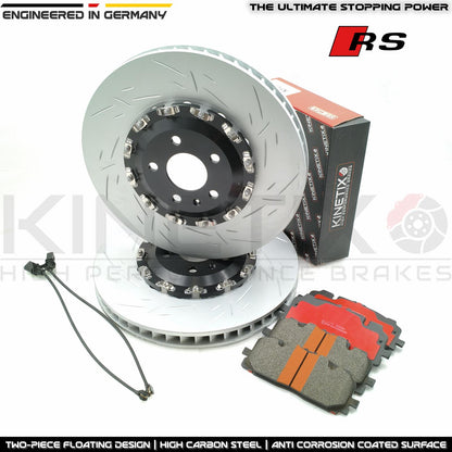 FOR AUDI RS4 RS5 B9 GROOVED FRONT 2 PIECE FLOATING BRAKE DISCS CERAMIC PADS
