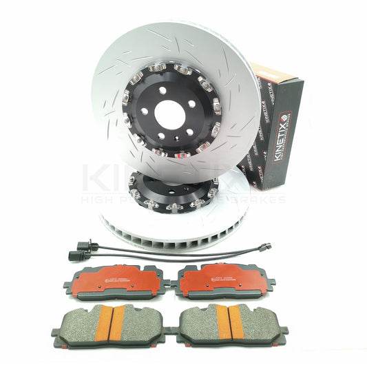 FOR AUDI Q7 Q8 SQ5 S4 S5 S6 S7 TWO-PIECE FLOATING FRONT BRAKE DISCS CERAMIC PADS