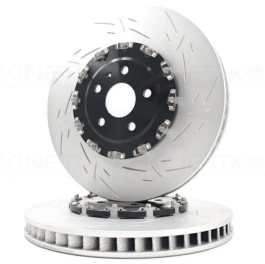 FOR AUDI RS3 8Y RSQ3 CUPRA FORMENTOR GROOVED TWO PIECE FLOATING FRONT BRAKE DISCS PAIR 357mm X 34mm 4M0615301BJ