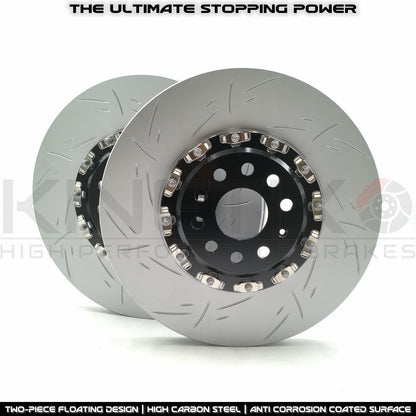 FOR VW ARTEON R GOLF R TIGUAN R 2.0 R GROOVED TWO PIECE FLOATING FRONT BRAKE DISCS BREMBO PADS & WEAR WIRE SENSOR LEAD 357mm X 34mm 5WA615301J / 5WA615301A