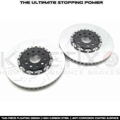 FOR VW ARTEON R GOLF R TIGUAN R 2.0 R GROOVED TWO PIECE FLOATING FRONT BRAKE DISCS BREMBO PADS & WEAR WIRE SENSOR LEAD 357mm X 34mm 5WA615301J / 5WA615301A